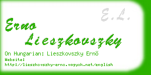 erno lieszkovszky business card